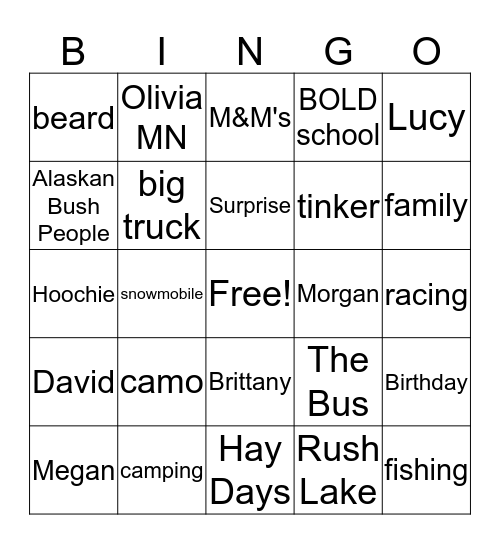 David's Dirty Thirty Birthday Bingo Card