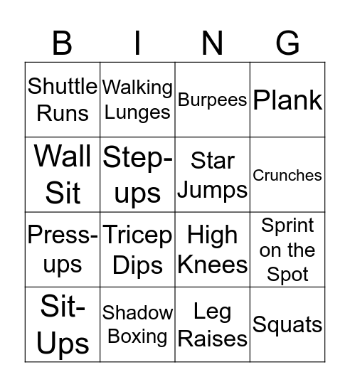 FULNECK FITNESS BINGO Card