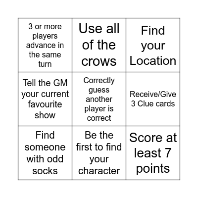 Mysterium Bingo Card