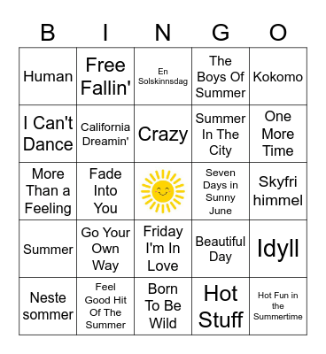 SOMMER Bingo Card