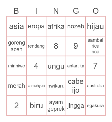 wonyouncg Bingo Card