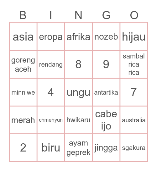 wonyouncg Bingo Card