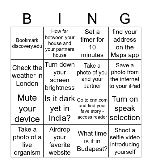 iPad Session Bingo Card