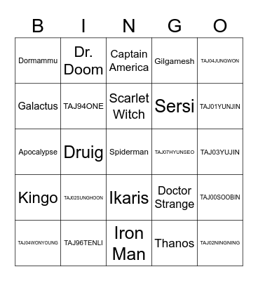 TAJ02SUNGHOON Bingo Card