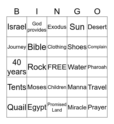 Bible Bingo Card