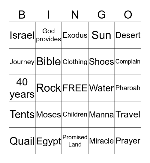 Bible Bingo Card