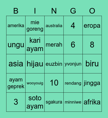 @purkgowon Bingo Card