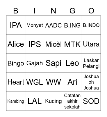 Untitled Bingo Card