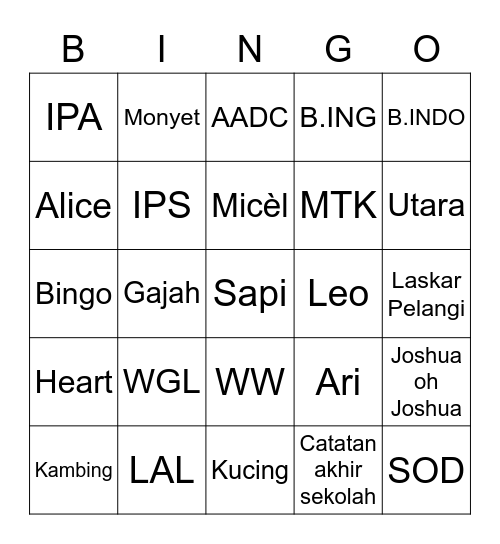 Untitled Bingo Card