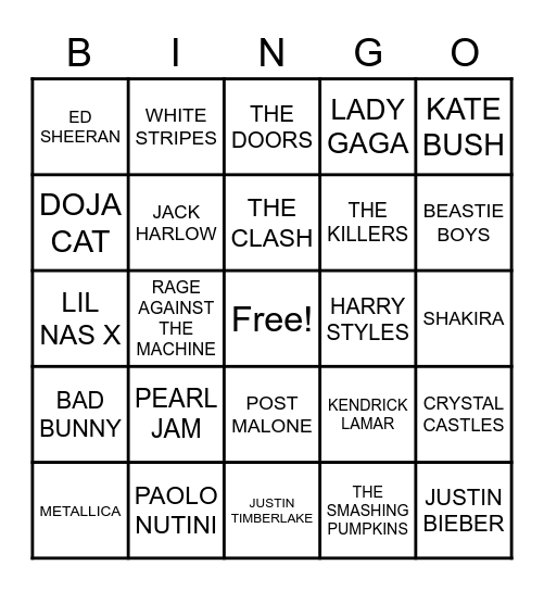 DCULS MUSIC BINGO Card