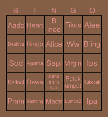 LINTANG Bingo Card