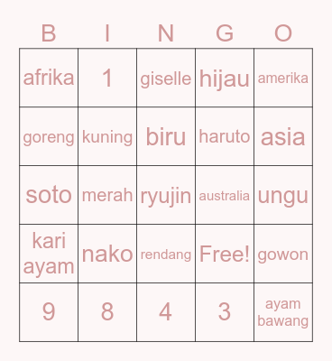 yabueki Bingo Card