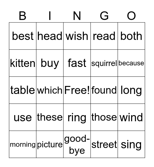 1st grade Sight Words- 4th  9 weeks Bingo Card