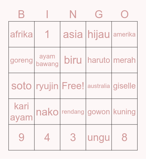 yabueki Bingo Card