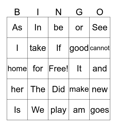 9/21/15 Sight words Bingo Card