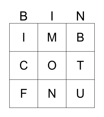 Letter Fun Bingo Card