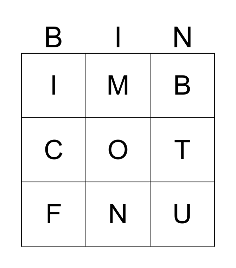 Letter Fun Bingo Card