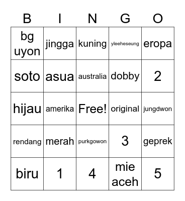 ievin Bingo Card