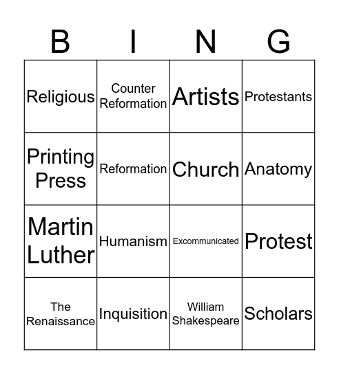 History Bingo! Bingo Card
