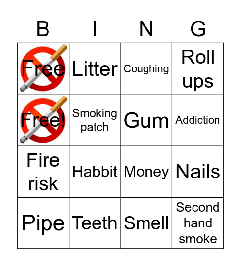 Stop smoking bingo Card