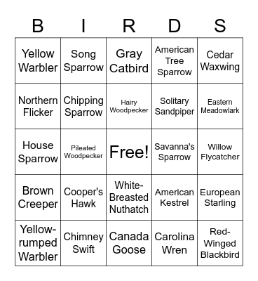 Fort Island Bird Bingo - Adult (Advanced) Bingo Card