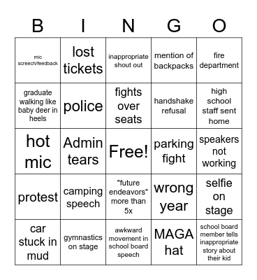 Graduation Day Bingo Card