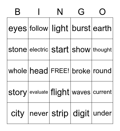 3RD GRADE Bingo Card