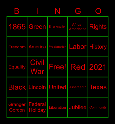 Juneteenth Bingo Card