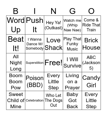 Dana's Birthday DJ Bingo Card
