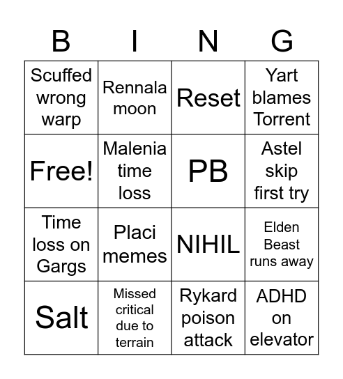 I heckin love Elden Ring BatChest Bingo Card