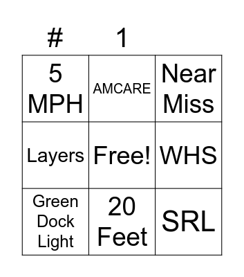 AVP8 Safety Bingo Card