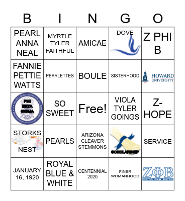 THETA PI ZETA Bingo Card