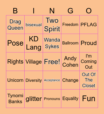 PRIDE BINGO!! Bingo Card