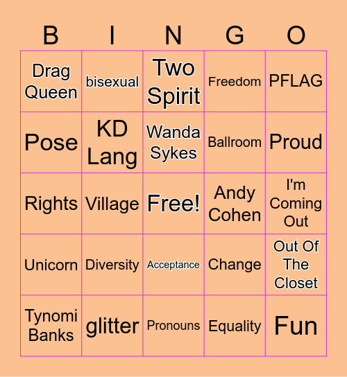 PRIDE BINGO!! Bingo Card