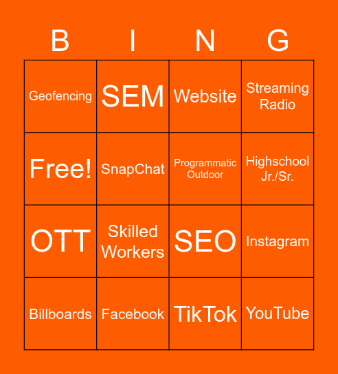 2022-2023 Marketing & Communications Bingo Card