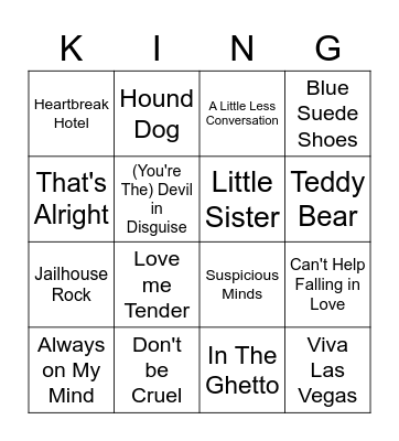 ELVIS Bingo Card