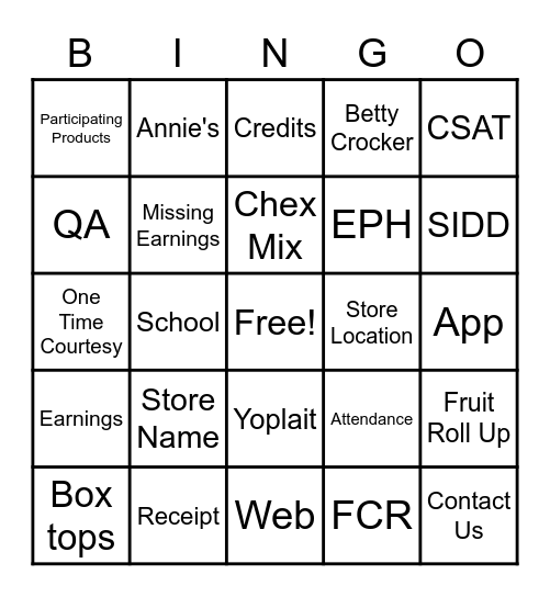 BTFE Bingo Card