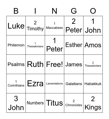 BIBLE BINGO Card