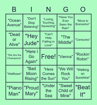 Music Bingo Card