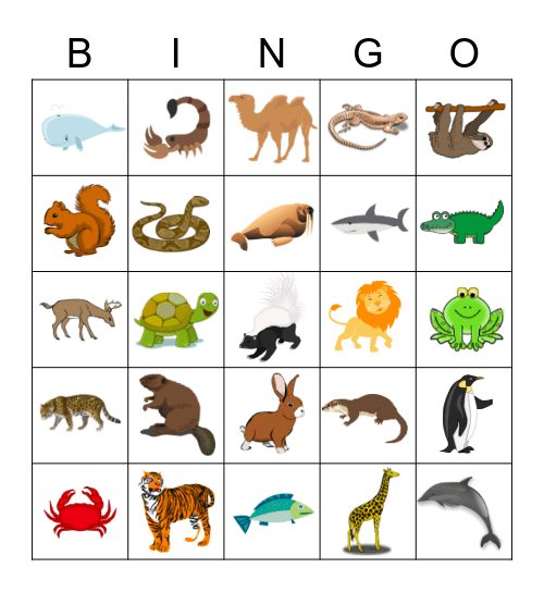 Animals Bingo Card