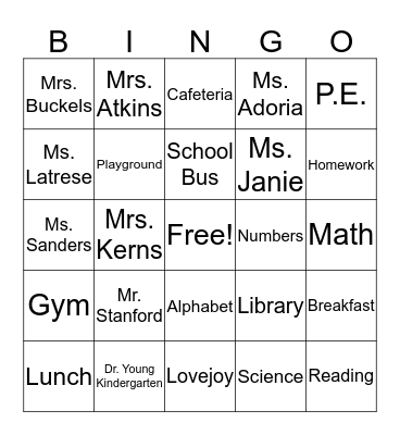 Lovejoy Bingo Card