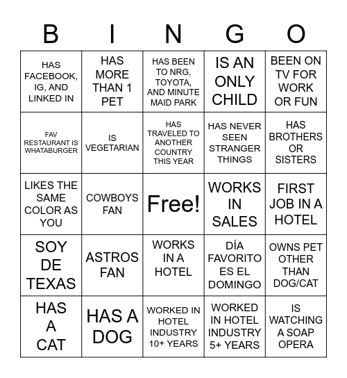 HOTEL BINGO Card