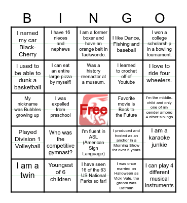 Fun Fact Bingo Card