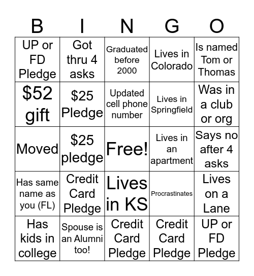 MSU BINGO!!!! Bingo Card