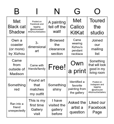 Xizhou Xie Open Gallery Bingo Card
