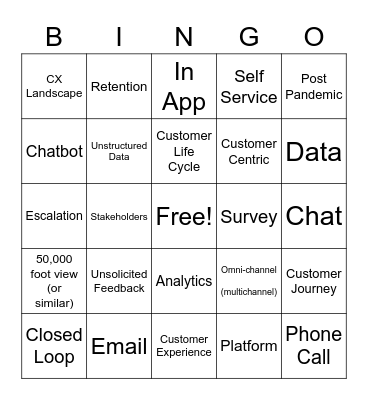 CX Demo Day Bingo Card