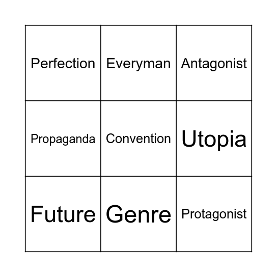 Dystopian Literature Bingo Card