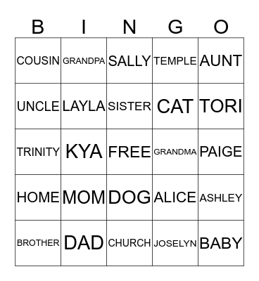 FAMILY    BINGO Card