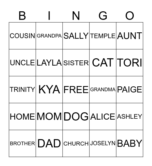 FAMILY    BINGO Card