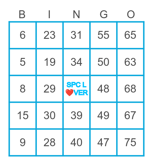SUPER BINGO ONLINE Bingo Card